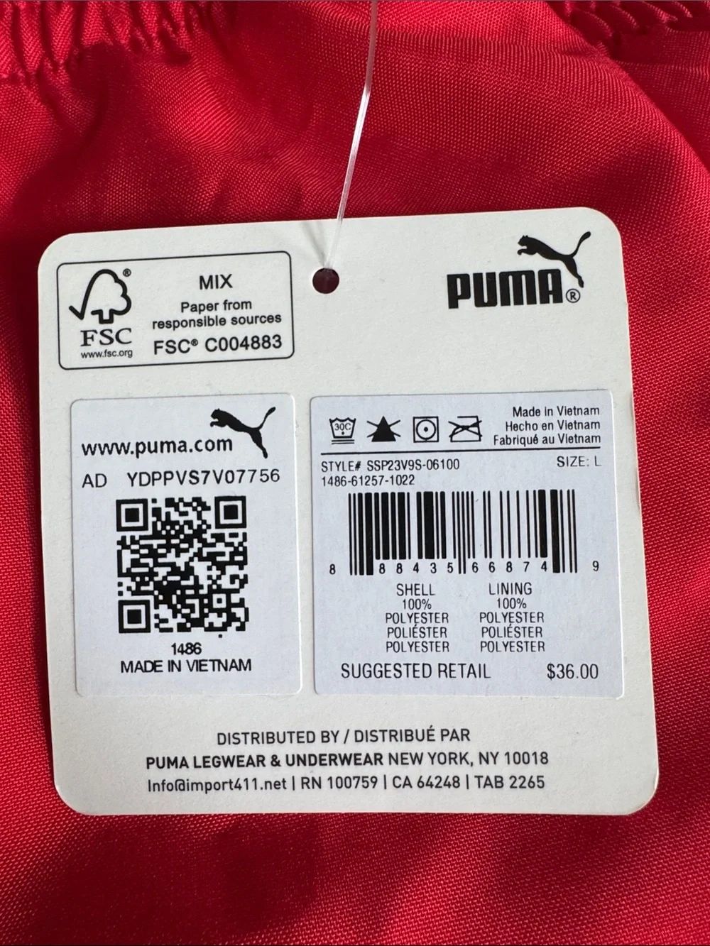 Puma Red Swim Shorts with Black Puma Cat